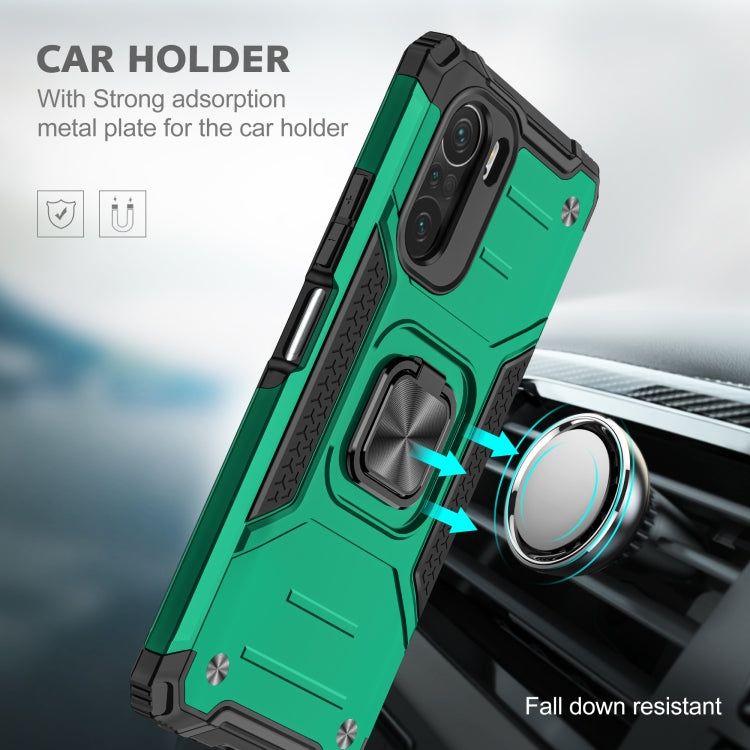 For Xiaomi Redmi K40 Magnetic Armor Shockproof Phone Case with Metal Ring Holder