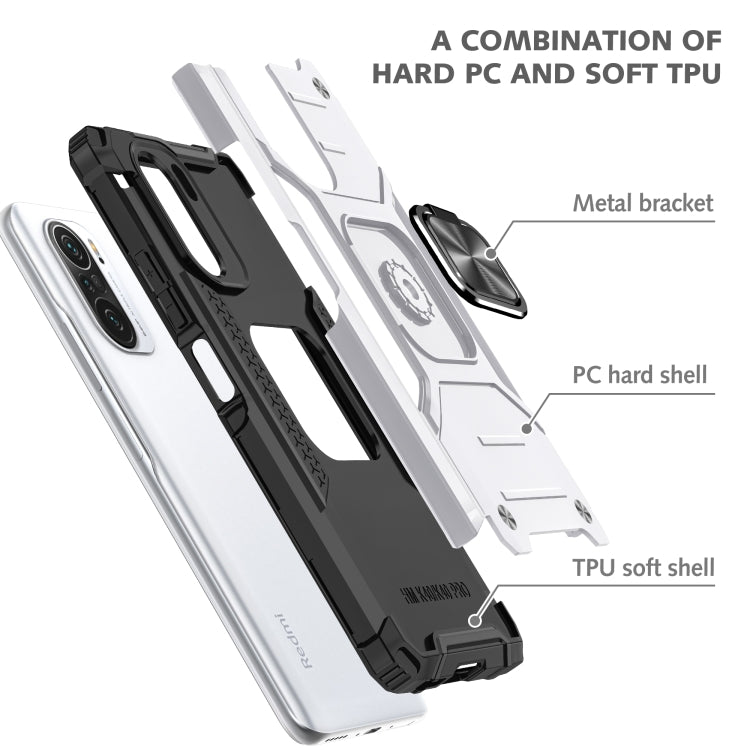 For Xiaomi Redmi K40 Magnetic Armor Shockproof Phone Case with Metal Ring Holder