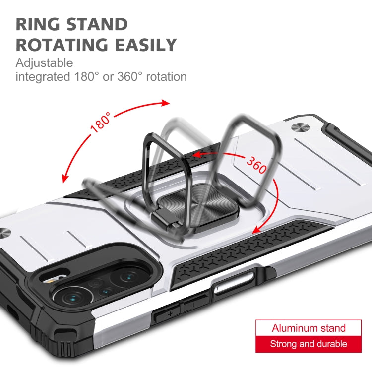 For Xiaomi Redmi K40 Magnetic Armor Shockproof Phone Case with Metal Ring Holder