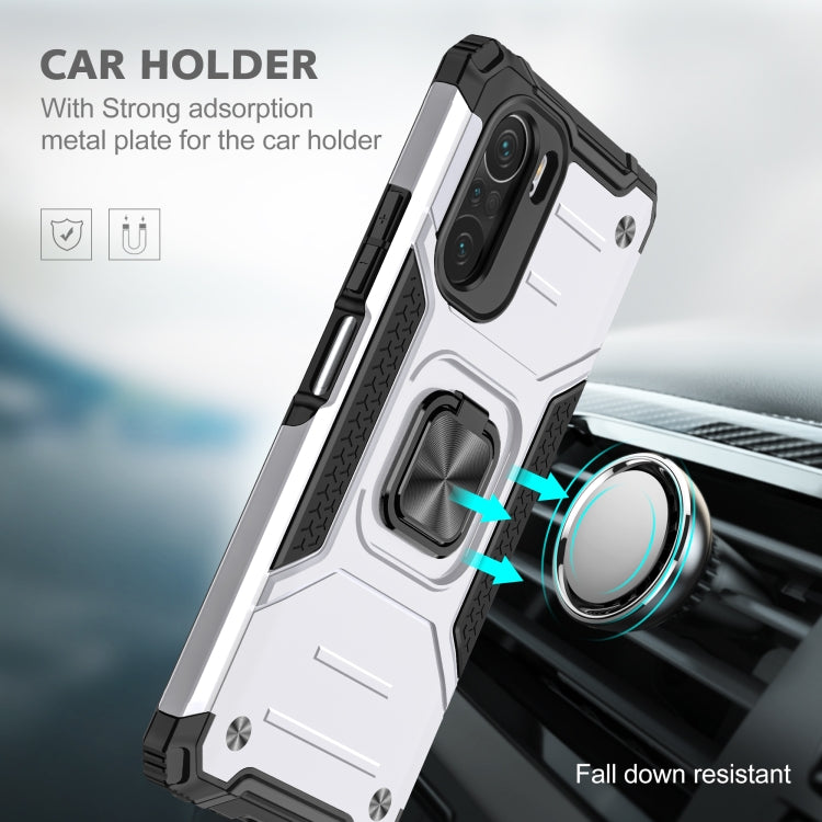 For Xiaomi Redmi K40 Magnetic Armor Shockproof Phone Case with Metal Ring Holder