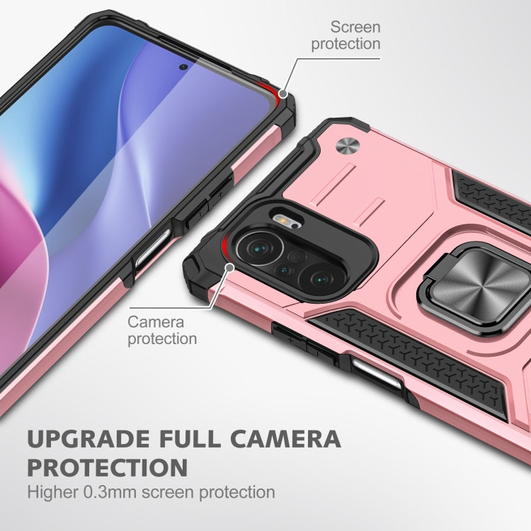 For Xiaomi Redmi K40 Magnetic Armor Shockproof Phone Case with Metal Ring Holder