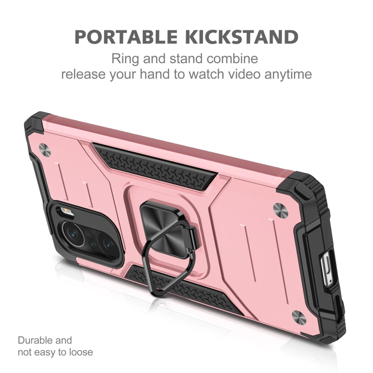 For Xiaomi Redmi K40 Magnetic Armor Shockproof Phone Case with Metal Ring Holder