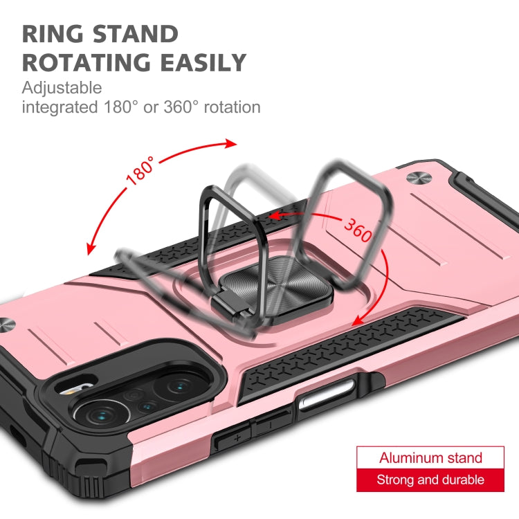 For Xiaomi Redmi K40 Magnetic Armor Shockproof Phone Case with Metal Ring Holder