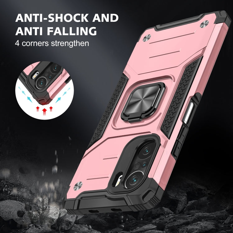 For Xiaomi Redmi K40 Magnetic Armor Shockproof Phone Case with Metal Ring Holder