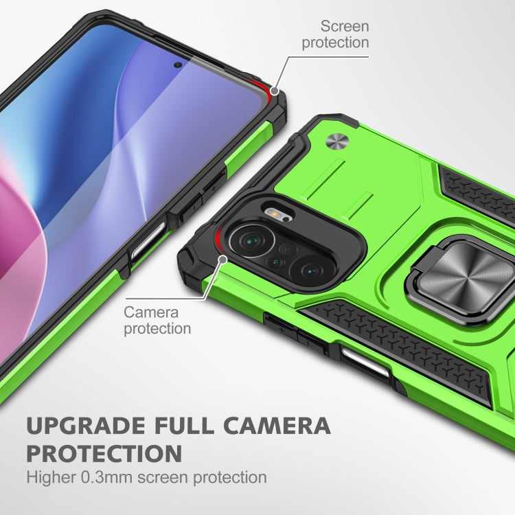 For Xiaomi Redmi K40 Magnetic Armor Shockproof Phone Case with Metal Ring Holder