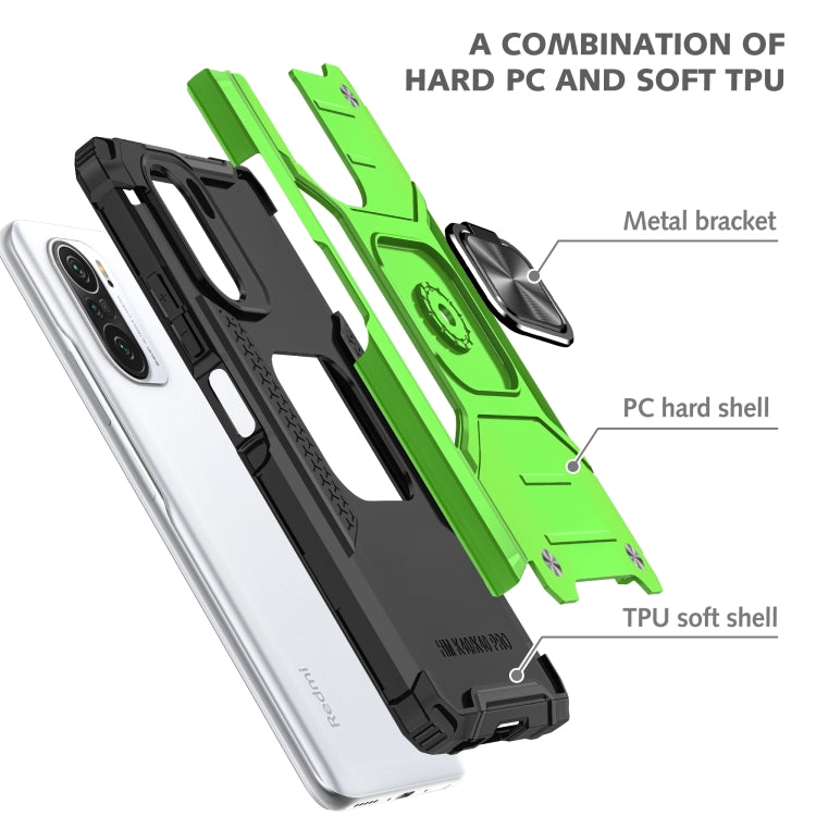 For Xiaomi Redmi K40 Magnetic Armor Shockproof Phone Case with Metal Ring Holder