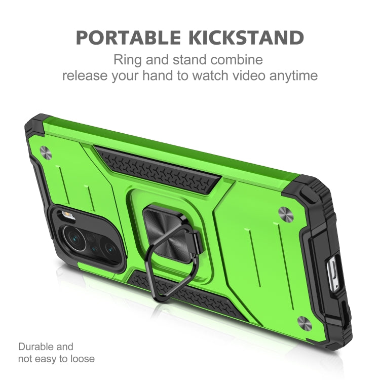 For Xiaomi Redmi K40 Magnetic Armor Shockproof Phone Case with Metal Ring Holder