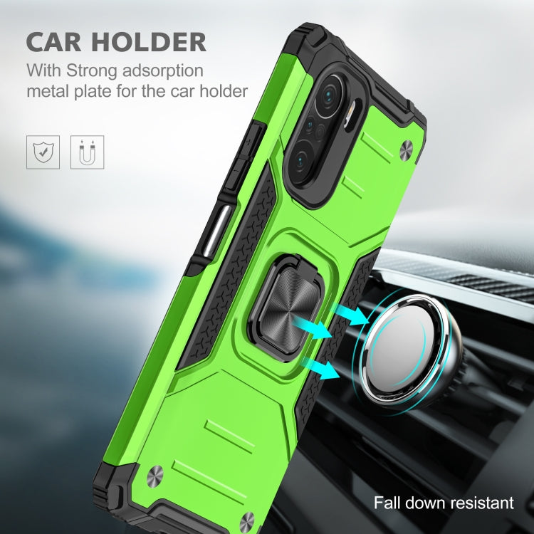 For Xiaomi Redmi K40 Magnetic Armor Shockproof Phone Case with Metal Ring Holder