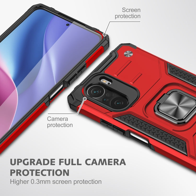 For Xiaomi Redmi K40 Magnetic Armor Shockproof Phone Case with Metal Ring Holder