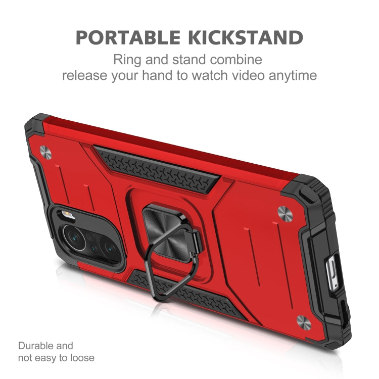 For Xiaomi Redmi K40 Magnetic Armor Shockproof Phone Case with Metal Ring Holder