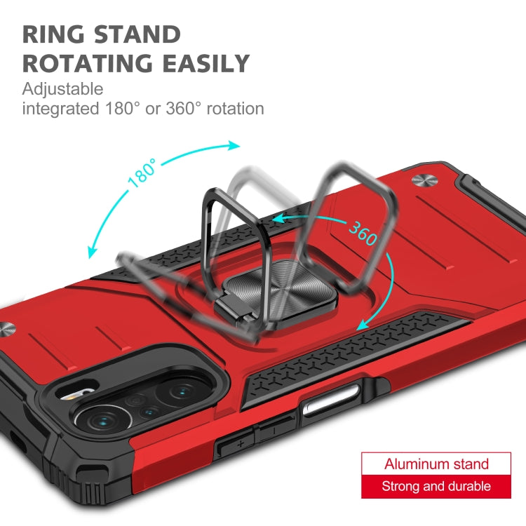 For Xiaomi Redmi K40 Magnetic Armor Shockproof Phone Case with Metal Ring Holder