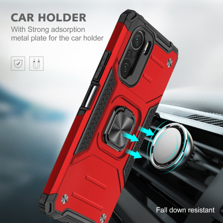 For Xiaomi Redmi K40 Magnetic Armor Shockproof Phone Case with Metal Ring Holder