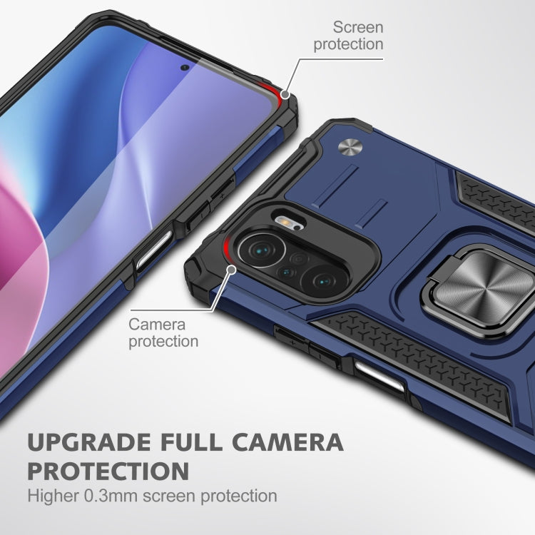 For Xiaomi Redmi K40 Magnetic Armor Shockproof Phone Case with Metal Ring Holder