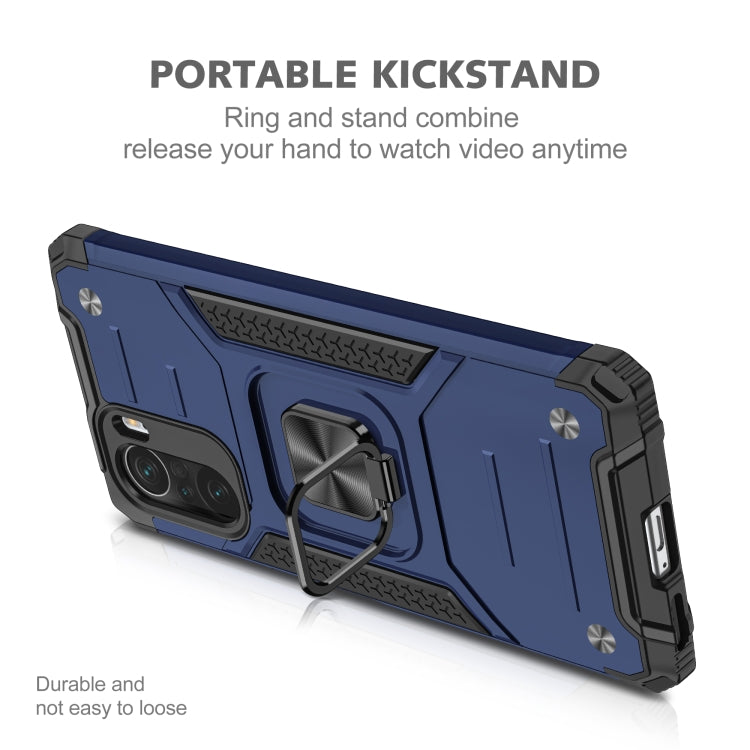 For Xiaomi Redmi K40 Magnetic Armor Shockproof Phone Case with Metal Ring Holder