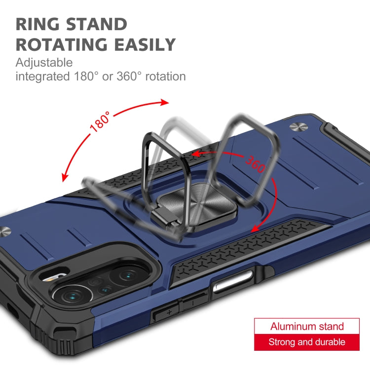 For Xiaomi Redmi K40 Magnetic Armor Shockproof Phone Case with Metal Ring Holder