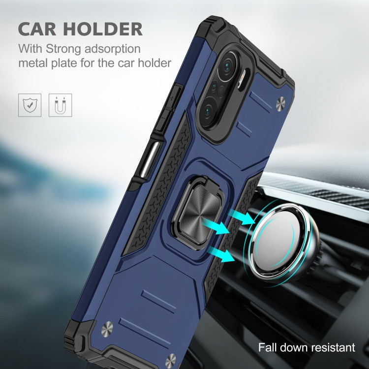 For Xiaomi Redmi K40 Magnetic Armor Shockproof Phone Case with Metal Ring Holder