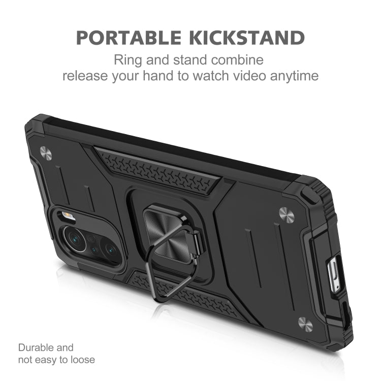 For Xiaomi Redmi K40 Magnetic Armor Shockproof Phone Case with Metal Ring Holder