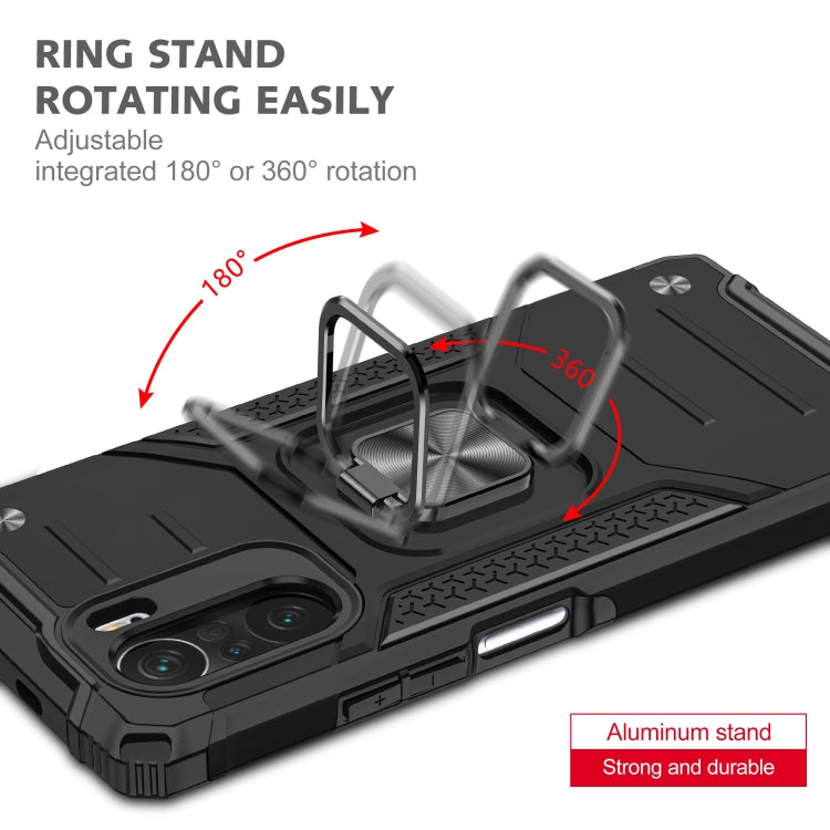 For Xiaomi Redmi K40 Magnetic Armor Shockproof Phone Case with Metal Ring Holder