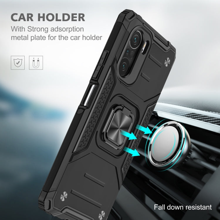 For Xiaomi Redmi K40 Magnetic Armor Shockproof Phone Case with Metal Ring Holder