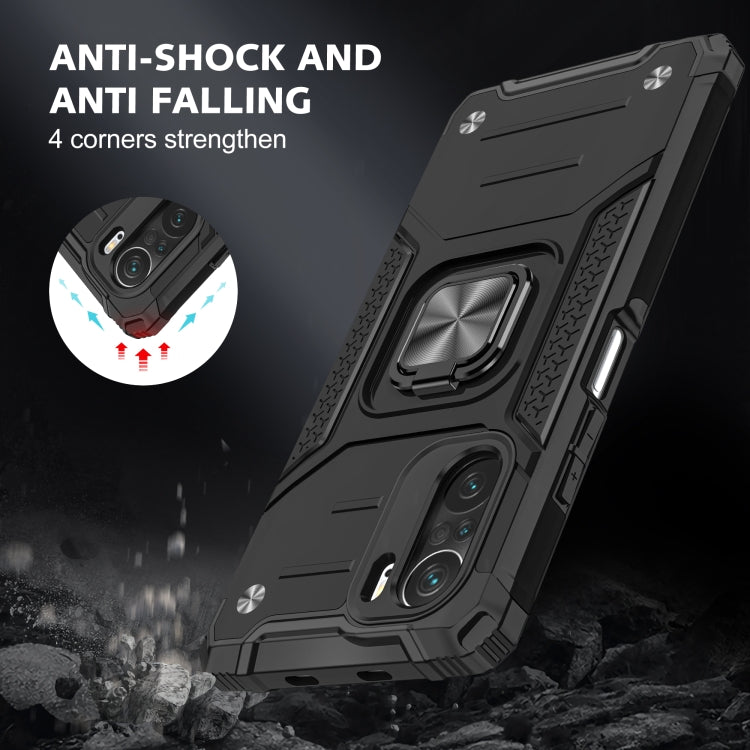 For Xiaomi Redmi K40 Magnetic Armor Shockproof Phone Case with Metal Ring Holder