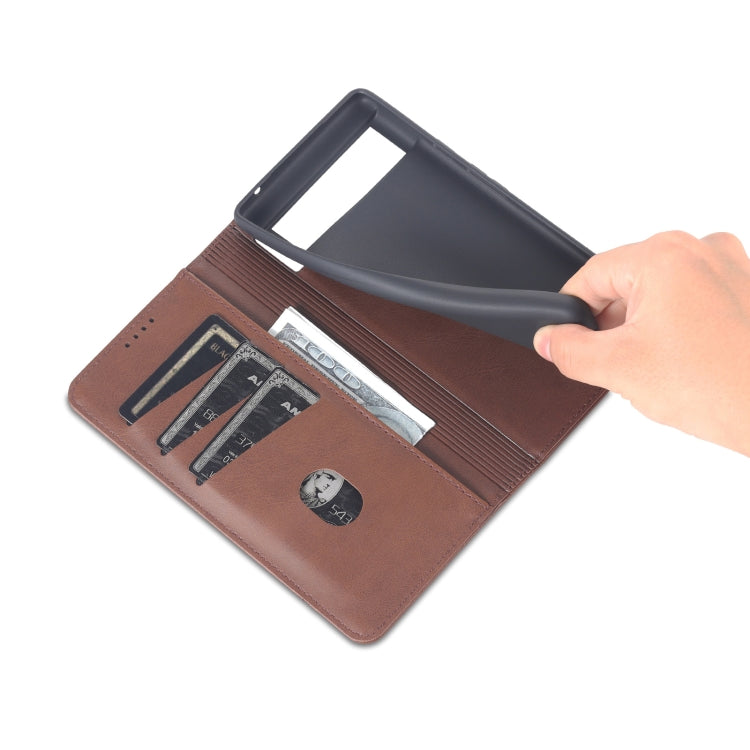 For Google Pixel 6 AZNS Magnetic Calf Texture Horizontal Flip Phone Leather Case