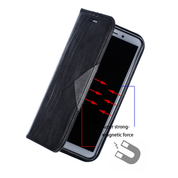 For Xiaomi Redmi 6 Splicing Color Magnetic Hem Horizontal Flip Leather Case with Holder & Card Slots