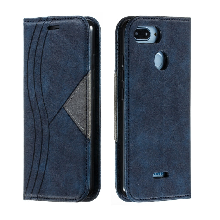 For Xiaomi Redmi 6 Splicing Color Magnetic Hem Horizontal Flip Leather Case with Holder & Card Slots