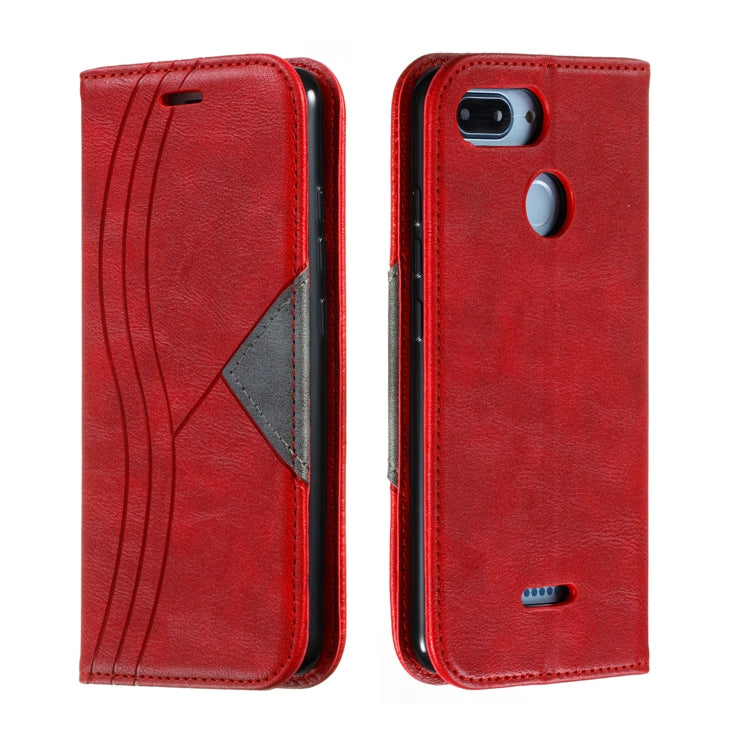 For Xiaomi Redmi 6 Splicing Color Magnetic Hem Horizontal Flip Leather Case with Holder & Card Slots