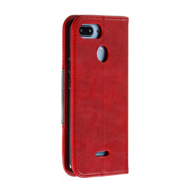 For Xiaomi Redmi 6 Splicing Color Magnetic Hem Horizontal Flip Leather Case with Holder & Card Slots