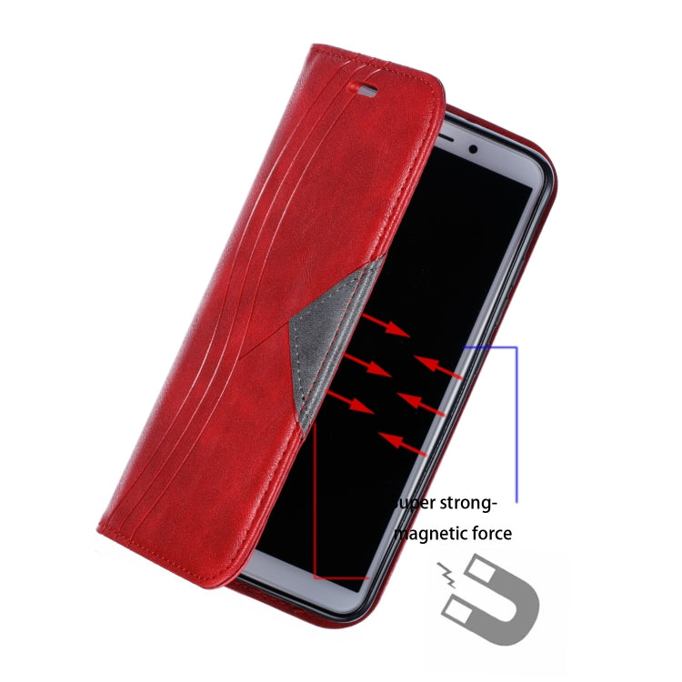 For Xiaomi Redmi 6 Splicing Color Magnetic Hem Horizontal Flip Leather Case with Holder & Card Slots