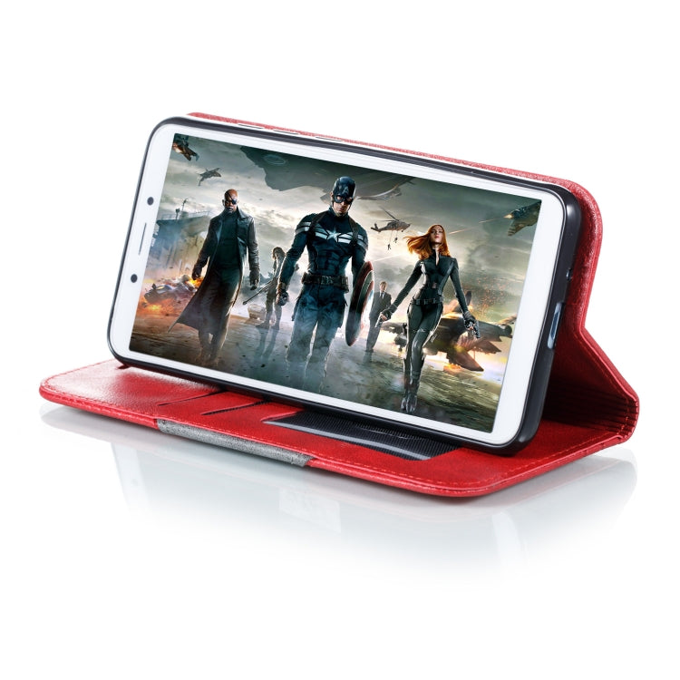 For Xiaomi Redmi 6 Splicing Color Magnetic Hem Horizontal Flip Leather Case with Holder & Card Slots