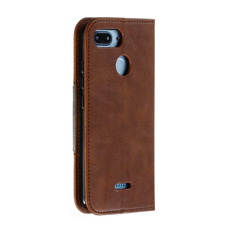 For Xiaomi Redmi 6 Splicing Color Magnetic Hem Horizontal Flip Leather Case with Holder & Card Slots