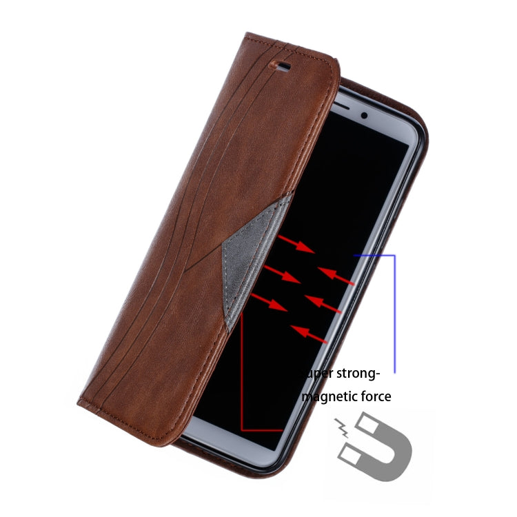For Xiaomi Redmi 6 Splicing Color Magnetic Hem Horizontal Flip Leather Case with Holder & Card Slots