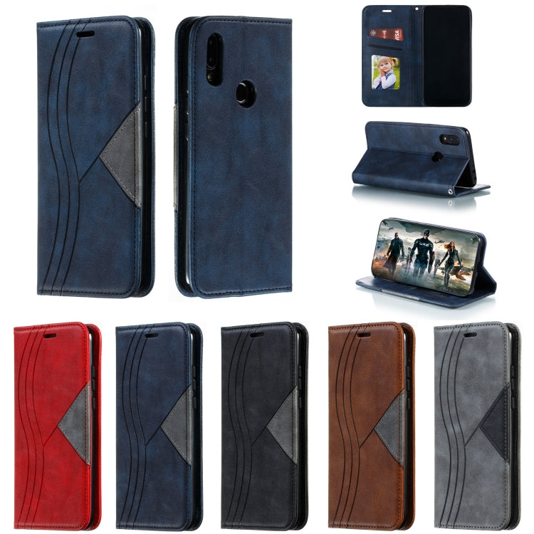 For Xiaomi Redmi 7 Splicing Color Magnetic Hem Horizontal Flip Leather Case with Holder & Card Slots