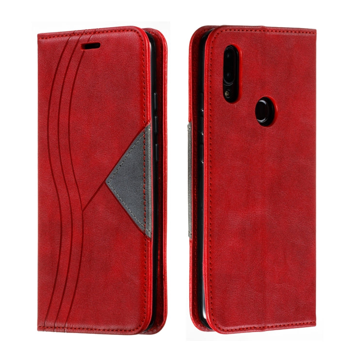 For Xiaomi Redmi 7 Splicing Color Magnetic Hem Horizontal Flip Leather Case with Holder & Card Slots