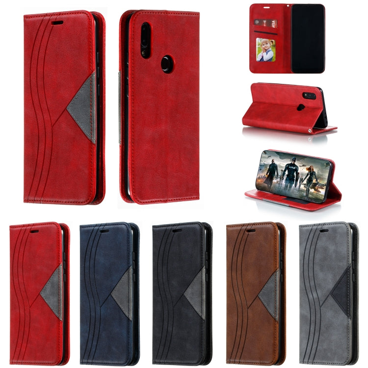 For Xiaomi Redmi 7 Splicing Color Magnetic Hem Horizontal Flip Leather Case with Holder & Card Slots