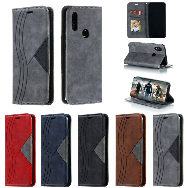 For Xiaomi Redmi 7 Splicing Color Magnetic Hem Horizontal Flip Leather Case with Holder & Card Slots