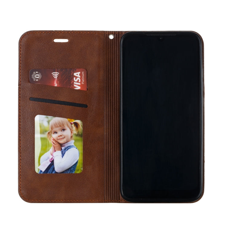 For Xiaomi Redmi 7 Splicing Color Magnetic Hem Horizontal Flip Leather Case with Holder & Card Slots