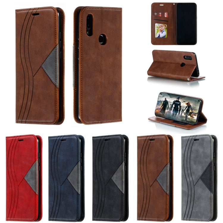 For Xiaomi Redmi 7 Splicing Color Magnetic Hem Horizontal Flip Leather Case with Holder & Card Slots