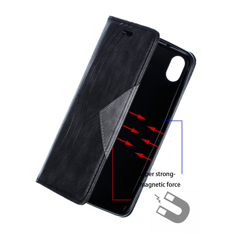 For Xiaomi Redmi 7A Splicing Color Magnetic Hem Horizontal Flip Leather Case with Holder & Card Slots