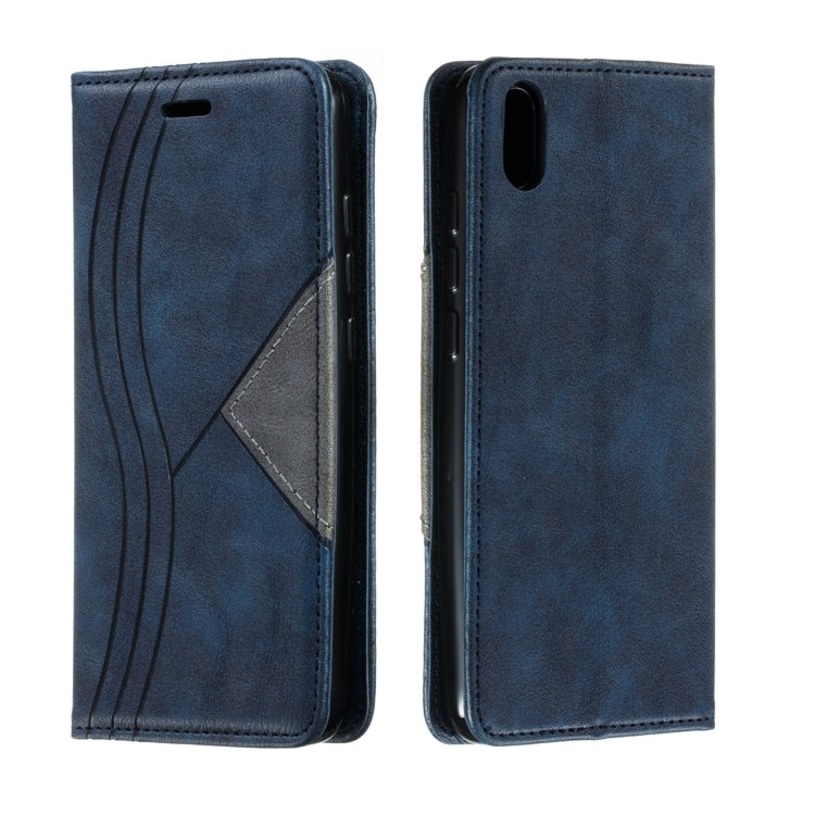 For Xiaomi Redmi 7A Splicing Color Magnetic Hem Horizontal Flip Leather Case with Holder & Card Slots