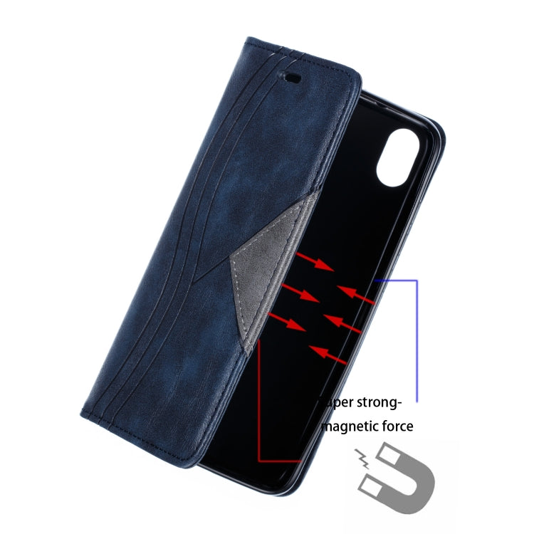 For Xiaomi Redmi 7A Splicing Color Magnetic Hem Horizontal Flip Leather Case with Holder & Card Slots
