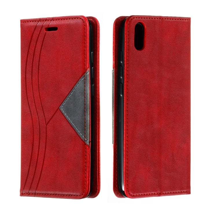 For Xiaomi Redmi 7A Splicing Color Magnetic Hem Horizontal Flip Leather Case with Holder & Card Slots