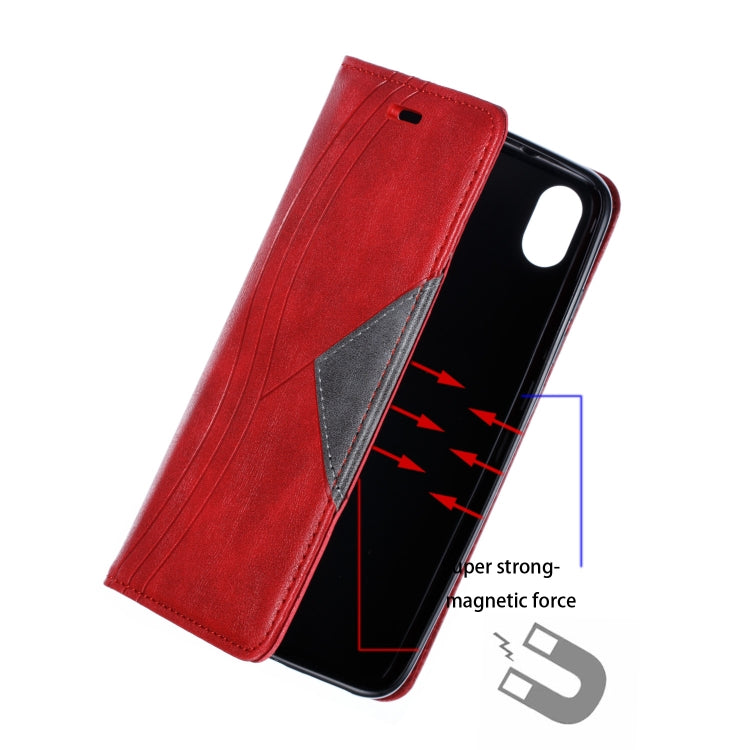 For Xiaomi Redmi 7A Splicing Color Magnetic Hem Horizontal Flip Leather Case with Holder & Card Slots