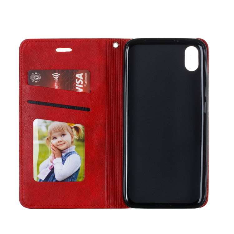 For Xiaomi Redmi 7A Splicing Color Magnetic Hem Horizontal Flip Leather Case with Holder & Card Slots