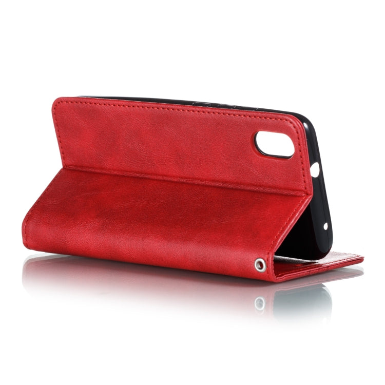 For Xiaomi Redmi 7A Splicing Color Magnetic Hem Horizontal Flip Leather Case with Holder & Card Slots