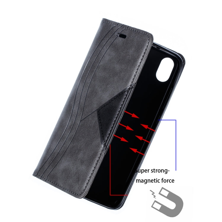 For Xiaomi Redmi 7A Splicing Color Magnetic Hem Horizontal Flip Leather Case with Holder & Card Slots