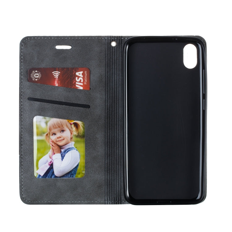 For Xiaomi Redmi 7A Splicing Color Magnetic Hem Horizontal Flip Leather Case with Holder & Card Slots