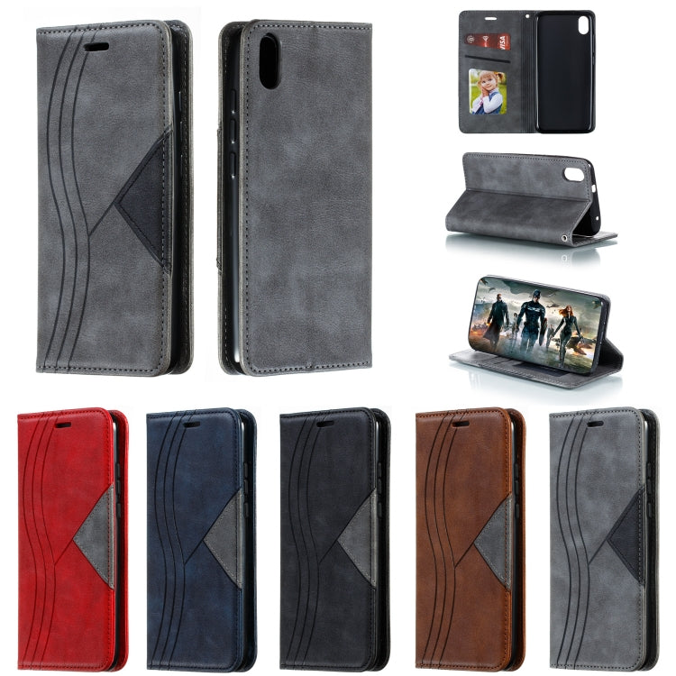 For Xiaomi Redmi 7A Splicing Color Magnetic Hem Horizontal Flip Leather Case with Holder & Card Slots