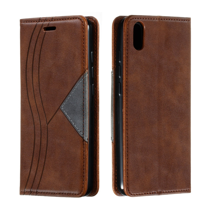For Xiaomi Redmi 7A Splicing Color Magnetic Hem Horizontal Flip Leather Case with Holder & Card Slots